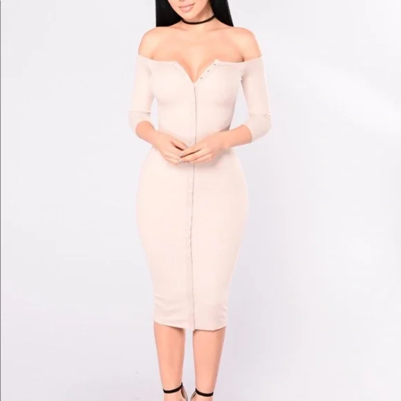 HOST PICK Fashion Nova Tan Button Up dress - Picture 2 of 8